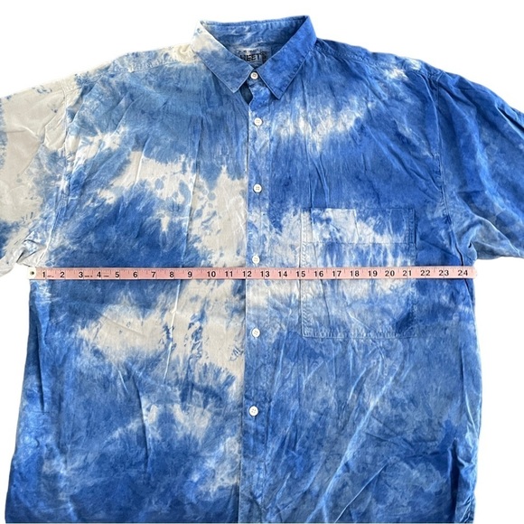 HEET Sportswear Blue Tie Die Tropical Hawaiian Cotton Button Down‎ Top Vintage - Picture 4 of 7